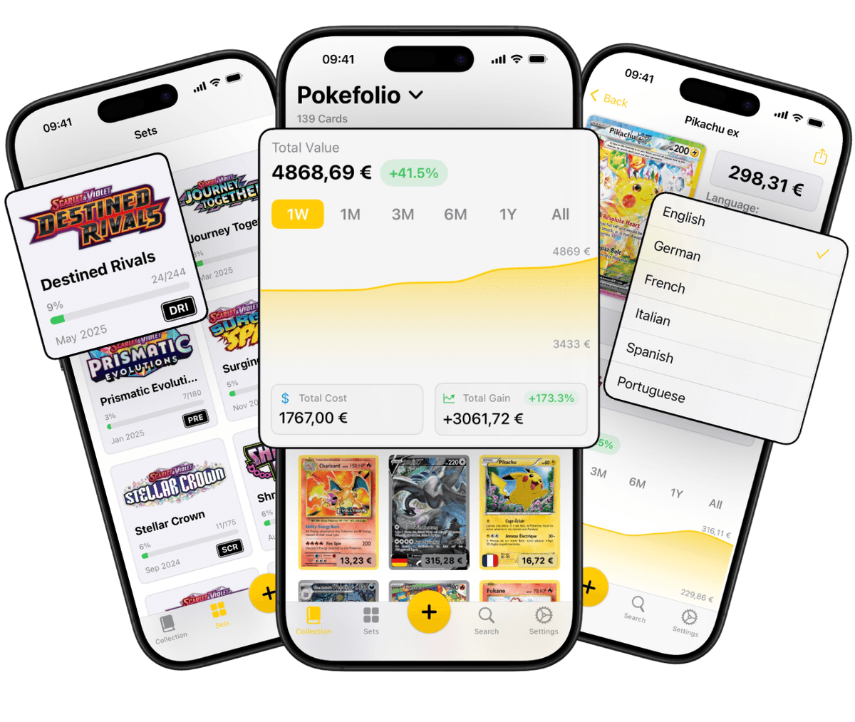 Pokefolio app interface showing Pokémon card identification