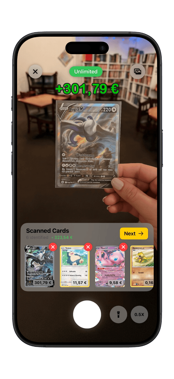 Taking a photo of a Pokémon card