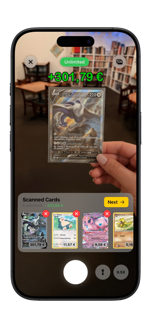 Taking a photo of a Pokémon card